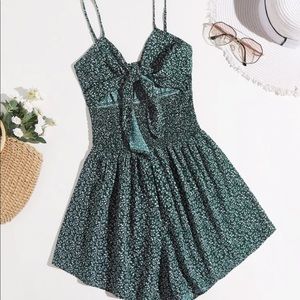Green floral romper